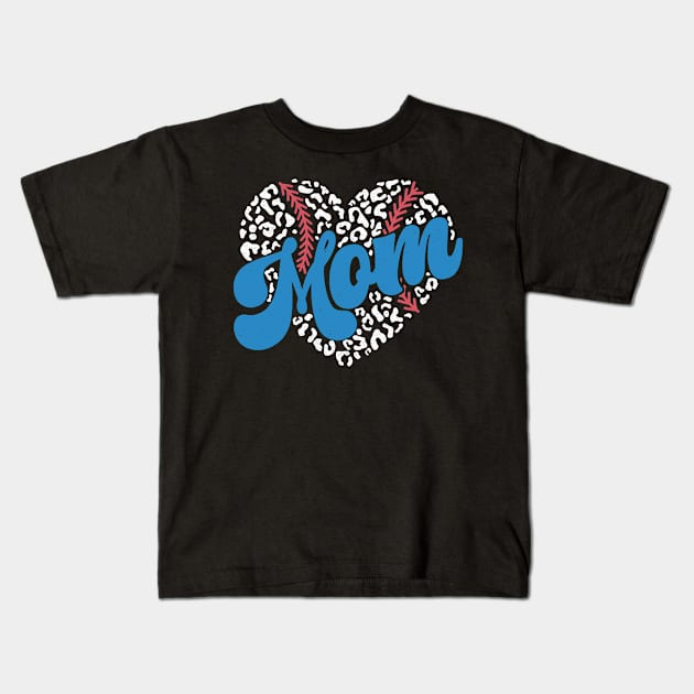 Baseball Mom Heart Shape Kids T-Shirt by Teewyld